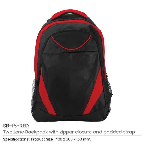 BYFT005794 BYFT Two Toned Red Backpack 600D Polyester Set of 01   SB 16 RED