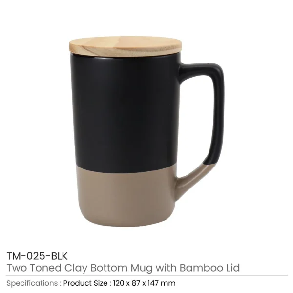 BYFT005802 BYFT 15 Oz Matt Black Mug with Special Handle and Brown Clay Bottom Set of 01   TM 025 A