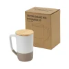 BYFT005803 BYFT 15 Oz Matt White Mug with Special Handle and Brown Clay Bottom Set of 01   TM 025 C