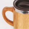 BYFT005804 BYFT Bamboo Stainless Steel Coffee Travel Mug with Handle and Lid 300 Ml Set of 01   TM 026 A