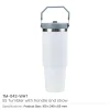 BYFT005806 BYFT Double Wall White Vacuum SS Insulated Tumbler with Handle and Straw Set of 01   TM 043 B