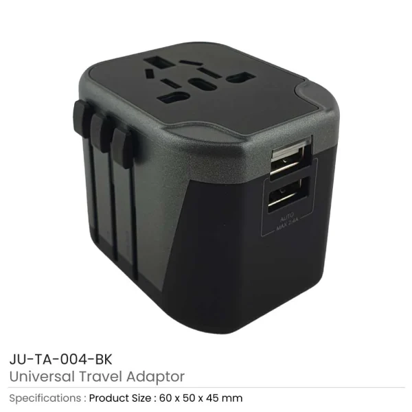 BYFT005825 BYFT Black Universal Travel Adaptor Set of 01   JU TA 004 BK