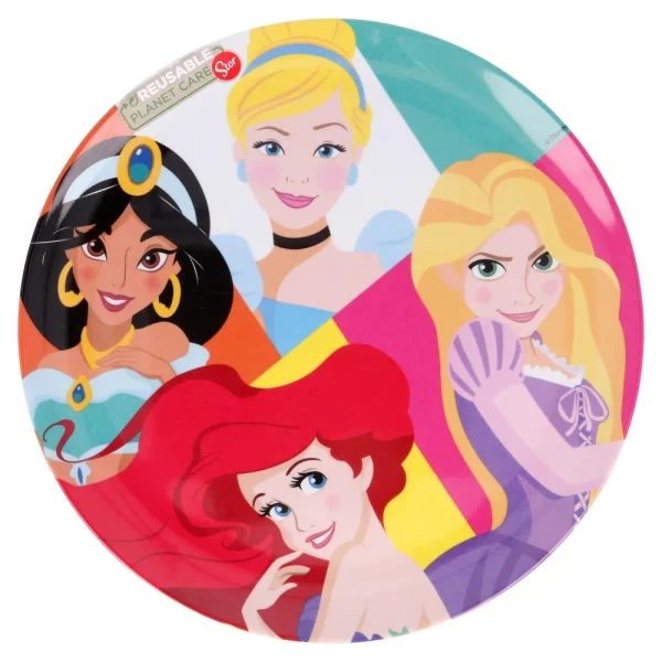 BYFT021149 Disney Plate Melamine Set Princess Bright & Bold Multicolor Plastic Set of 01   RJ51258 B