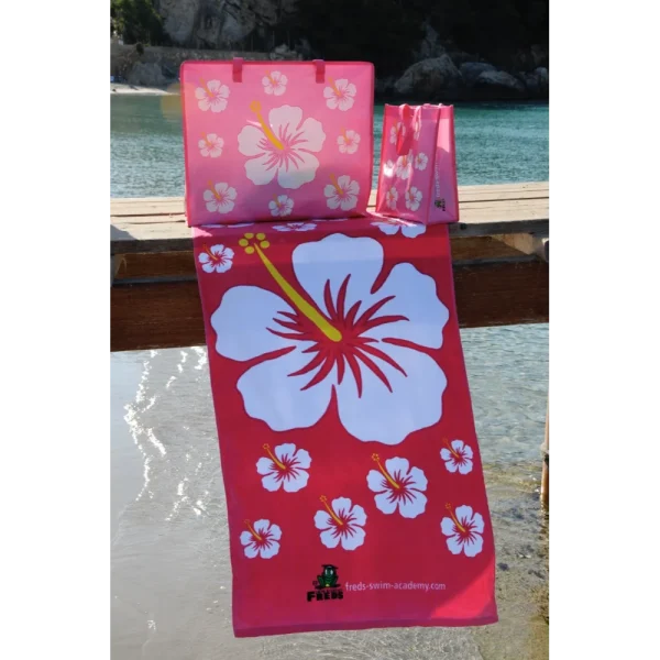 BYFT021064 Freds Pink Hibiscus Flower Beach Towel Velour Set of 01 A