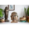 BYFT021220 La Hacienda   Male Buddha Head On Base, Small, Bronze Set of 01 B