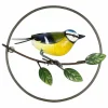 BYFT021225 La Hacienda   Perching Blue Tit Garden Wall Art Set of 01