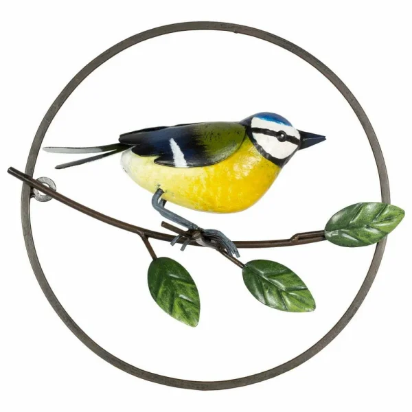 BYFT021225 La Hacienda   Perching Blue Tit Garden Wall Art Set of 01