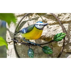 BYFT021225 La Hacienda   Perching Blue Tit Garden Wall Art Set of 01 A