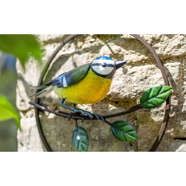 BYFT021225 La Hacienda   Perching Blue Tit Garden Wall Art Set of 01 A