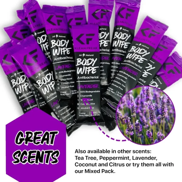 BYFT012062 Klean Freak   Body Wipes   Dozen Pack   Lavender A