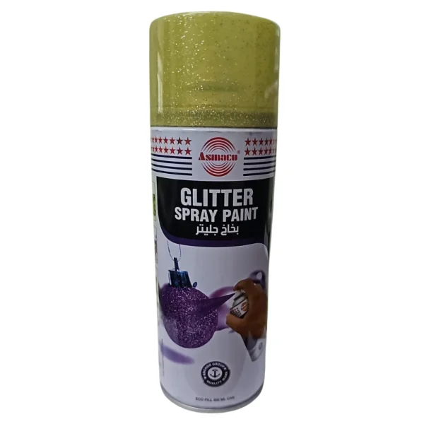 BYFT021384 Asmaco Glitter Spray Paint   Yellow   400 Ml   Set of 01