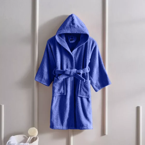 BYFT006551 BYFT Daffodil Kids Bathrobe 12 YEAR 400 Gsm Navy Blue 100  TERRY Cotton Set of 1 F