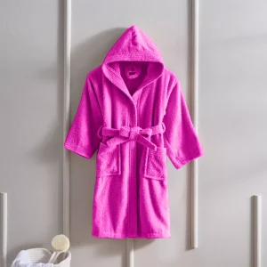 BYFT006555 BYFT Daffodil Kids Bathrobe 12 YEAR 400 Gsm Fuchsia Pink 100  TERRY Cotton Set of 1 F