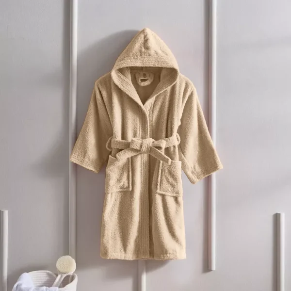 BYFT006558 BYFT Daffodil Kids Bathrobe 10 YEAR 400 Gsm Beige 100  TERRY Cotton Set of 1 F