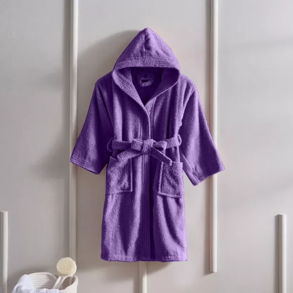 BYFT006567 BYFT Daffodil Kids Bathrobe 12 YEAR 400 Gsm Purple 100  TERRY Cotton Set of 1 F