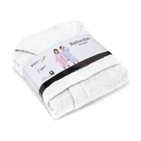 BYFT006570 BYFT Daffodil Kids Bathrobe 10 YEAR 400 Gsm White Terry 100  Cotton Set of 1