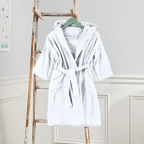 BYFT006570 BYFT Daffodil Kids Bathrobe 10 YEAR 400 Gsm White Terry 100  Cotton Set of 1 E