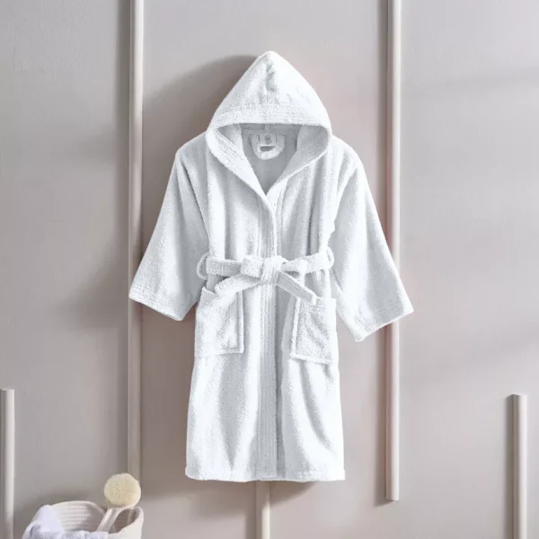 BYFT006570 BYFT Daffodil Kids Bathrobe 10 YEAR 400 Gsm White Terry 100  Cotton Set of 1 F