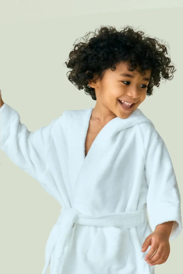 BYFT006570 BYFT Daffodil Kids Bathrobe 10 YEAR 400 Gsm White Terry 100  Cotton Set of 1 G