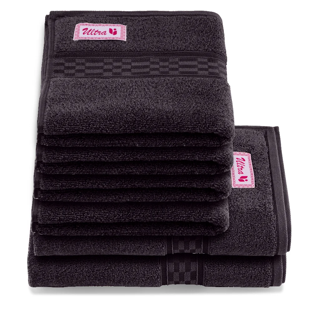 BYFT014704 BYFT Home Ultra Bath Sheet 90 x 180 Cm 550 Gsm Grey 100 Cotton Set of 4 Hand Towl, 2 Bath Towel