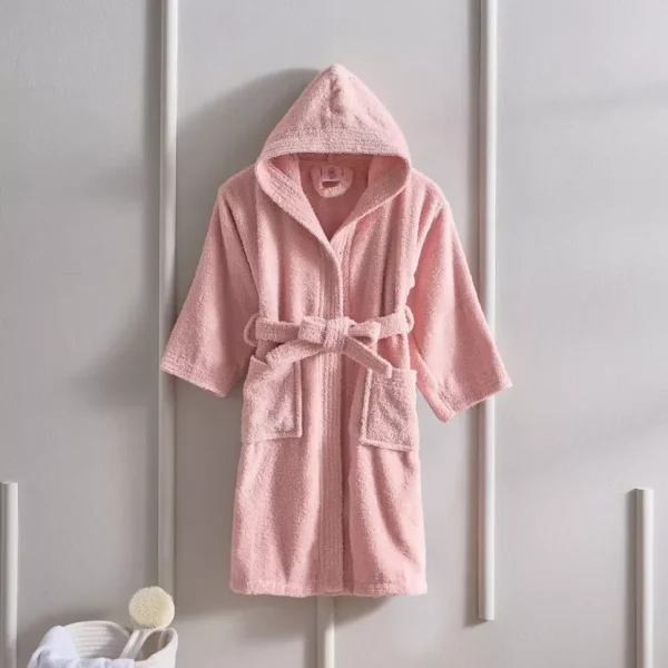 BYFT021256 BYFT Daffodil Kids Bathrobe 12 YEAR 400 Gsm Baby Pink Terry 100  Cotton Set of 1 F