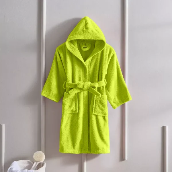 BYFT021257 BYFT Daffodil Kids Bathrobe 12 YEAR 400 Gsm Green Terry 100  Cotton Set of 1 F