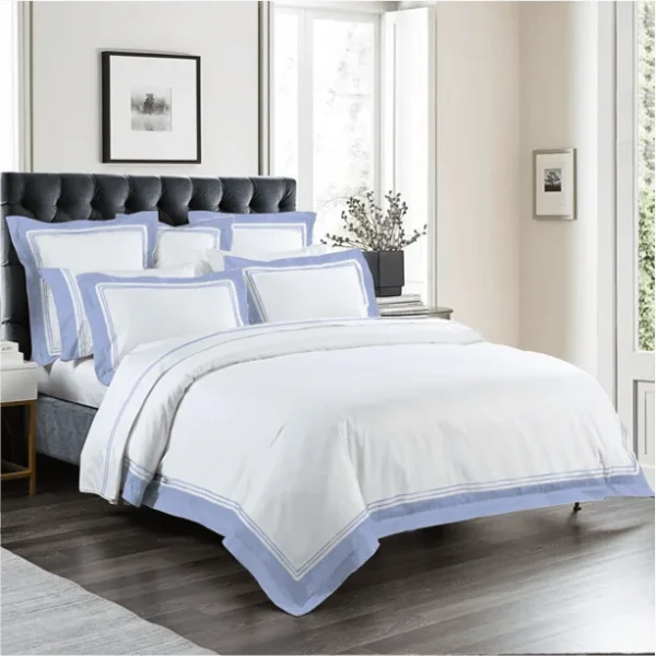 BYFT023581 Home Tex Design Flat Sheet 230 x 260 Cm 1 Fitted Sheet 160 x 200 Cm Pillow Cover 50 x 80 Cm 250 Tc Blue Satin Waves 100% Cotton Set of 4