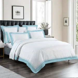 BYFT023591 Home Tex Design Flat Sheet 230 x 260 Cm 1 Fitted Sheet 160 x 200 Cm Pillow Cover 50 x 80 Cm 250 Tc Aqua Satin Waves 100% Cotton Set of 4