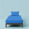 BYFT023617 Home Tex Design Single Flat Sheet 150 x 260 Cm 1 Pillow Cover 50 x 75 Cm Blue Dyed 100% Cotton Set of 2