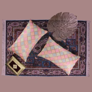 BYFT024121 BYFT Cushion Cover 12 x 20 Inch Cream Diagonal Checks Dupion Silk Set of 02