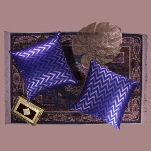 BYFT024143 BYFT Cushion & Cushion Cover 18 x 18 Inch Royal Blue Zig Zag Dupion Silk Set of 02