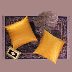 BYFT024144 BYFT Cushion & Cushion Cover 18 x 18 Inch Yellow Zig Zag Dupion Silk Set of 02