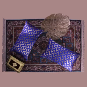 BYFT024147 BYFT Cushion & Cushion Cover 12 x 20 Inch Royal Blue Zig Zag Dupion SilK Set of 02