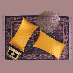 BYFT024148 BYFT Cushion & Cushion Cover 12 x 20 Inch Yellow Zig Zag Dupion Silk Set of 02