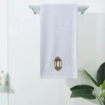 BYFT025021 BYFT Iris Embroidered For You Bath Towel 70 x 140 Cm 600 Gsm White 100% Cotton Ramadan Lantern   Heritage Design Gold Thread Set of 01 B