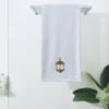 BYFT025022 BYFT Iris Embroidered For You Bath Towel 70 x 140 Cm 600 Gsm White 100% Cotton Ramadan Lantern Arabian Design Gold Thread Set of 01 B